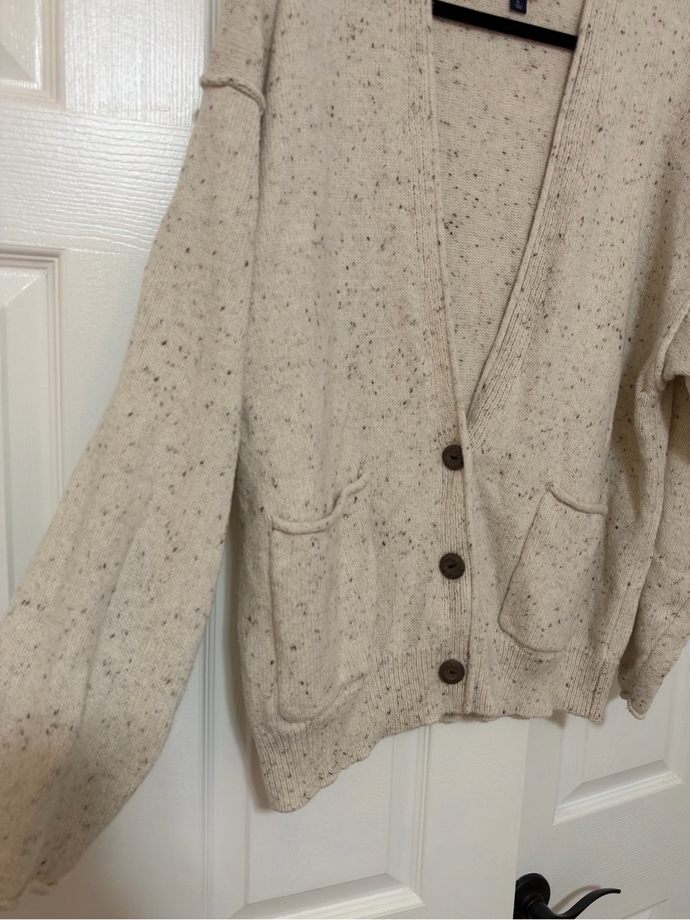 Universal Thread Cream Speckled Button-Front Cardigan Sweater - Size Extra Large - Picture 2 of 4